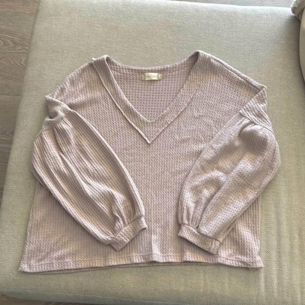 V-Neck Textured Women's Sweater - Cream
